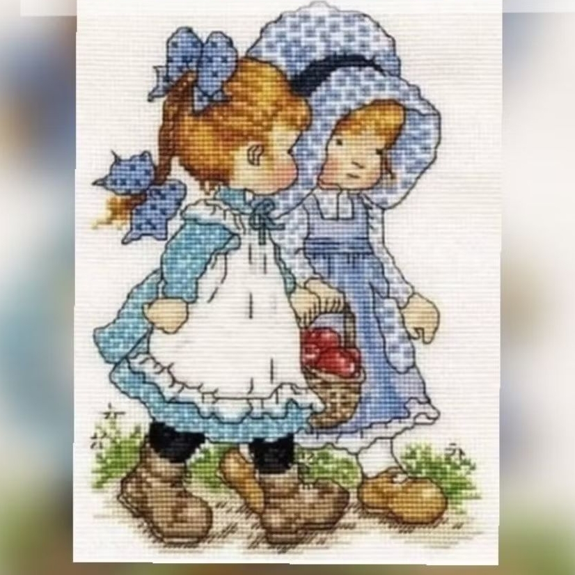 PAKET KRISTIK ANAK PEREMPUAN POLA KAIN CROSS STITCH  14CT KIT