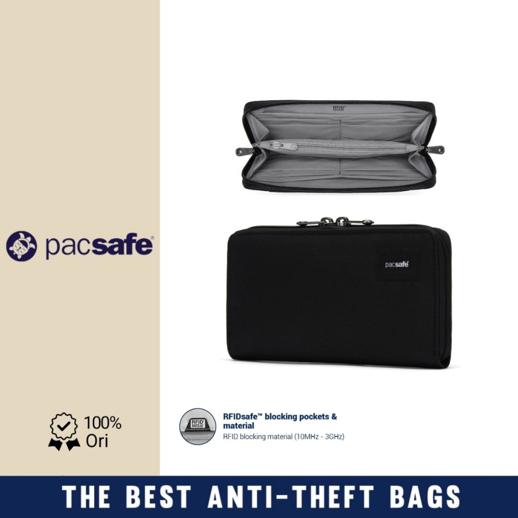 Pacsafe Dompet travel RFIDsafe Continental Passport wallet dengan 8 slot kartu