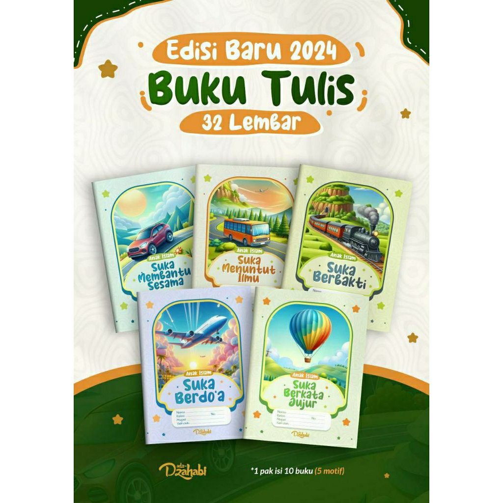 

1pcs Adz Dzahabi Buku Tulis Islami A5 32lembar 16 x 21cm