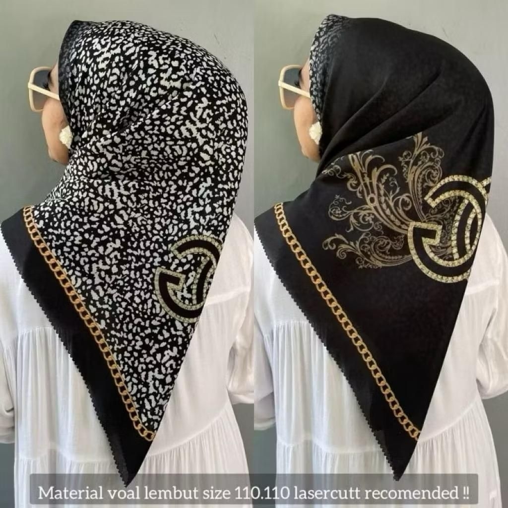 Hijab Segi Empat Voal Motif Deenay / Segi Empat Macan Terlaris / Hijab Motif /Segi Empat paling lari