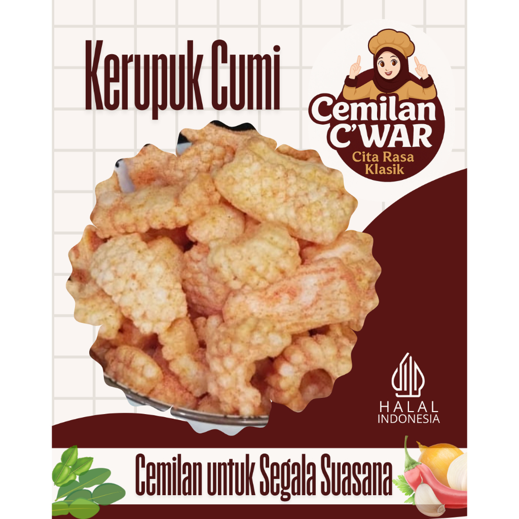 

CEMILAN KERUPUK CUMI PEDAS-RENYAH,GURIH & NAGIH 250gram