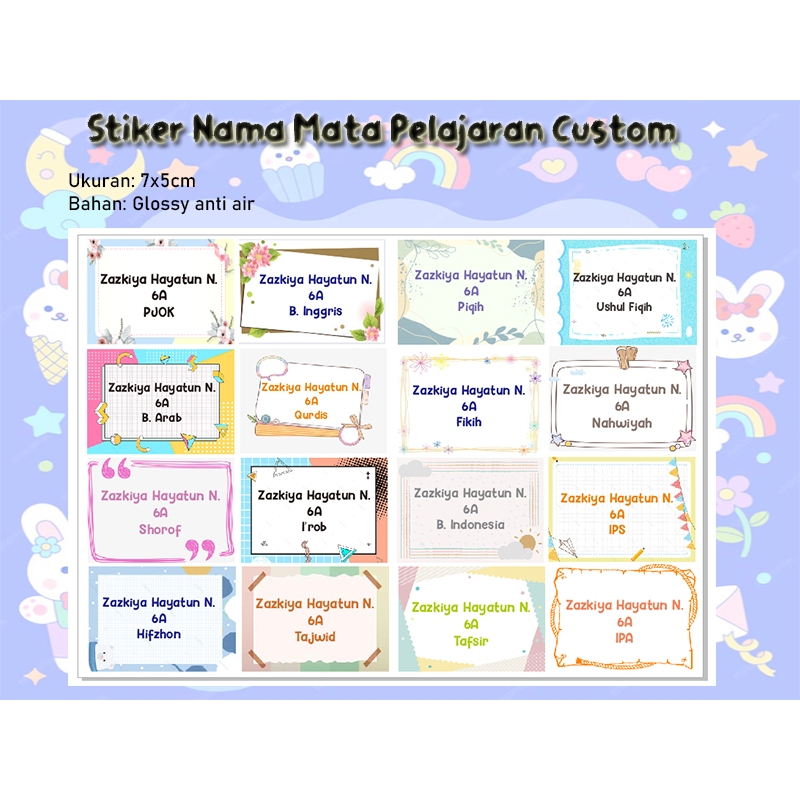 

Stiker Nama Kelas Mata Pelajaran Custom bisa pakai nama sendiri Terbaru