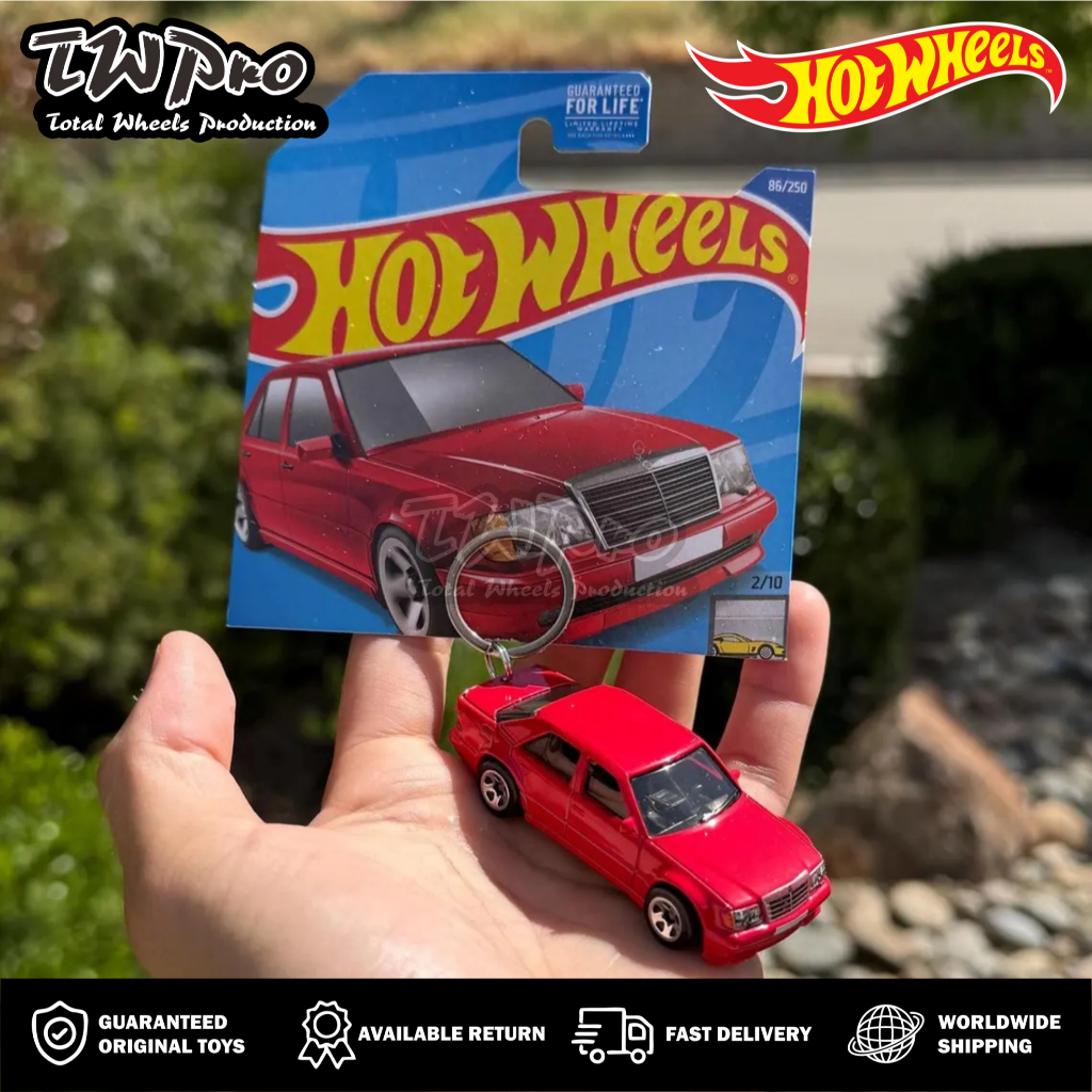 GANTUNGAN KUNCI HOT WHEELS Mercedes Benz 500 E - Red - KEYRING - KEYCHAIN - CUSTOM - TOTAL WHEELS
