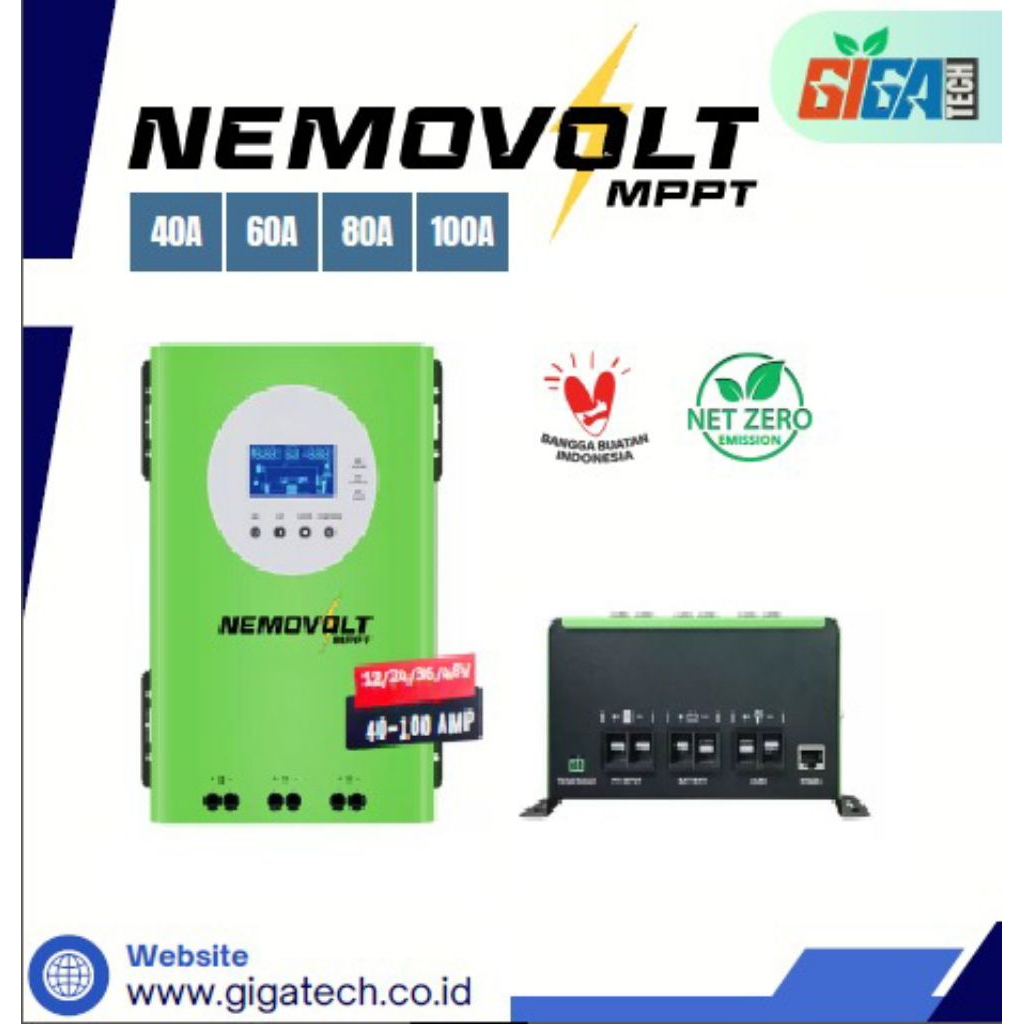 NEMOVOLT MPPT SOLAR CHARGE CONTROLLER  40A, 60A, 80A,100A  I MPPT