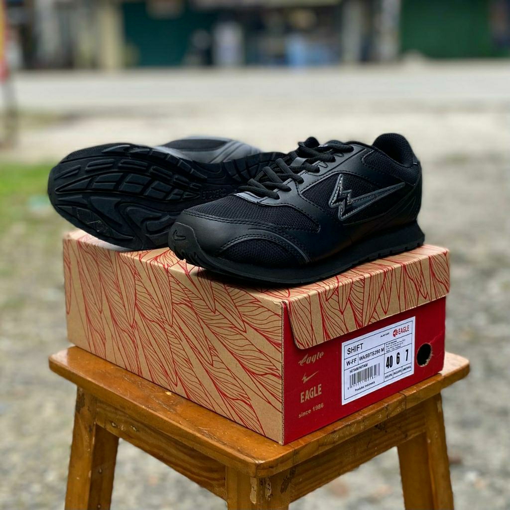 Eagle Jupiter Sepatu Sekolah Hitam Pria/Wanita