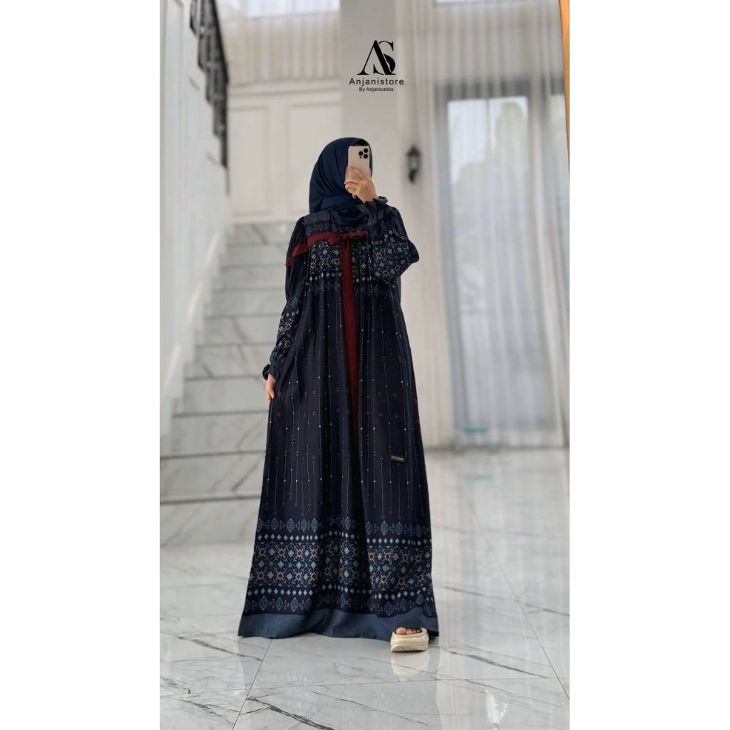 Gamis Anjanistore Navy Pita Motif