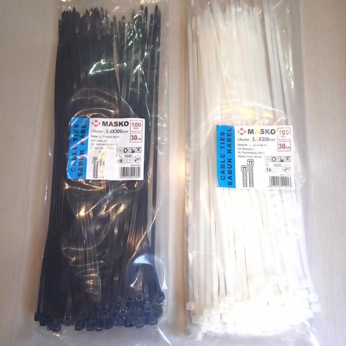 

MASKO Kabel Ties / Cable Tie 3,6 x 300 mm Isi 100pcs Hitam Putih 30 cm