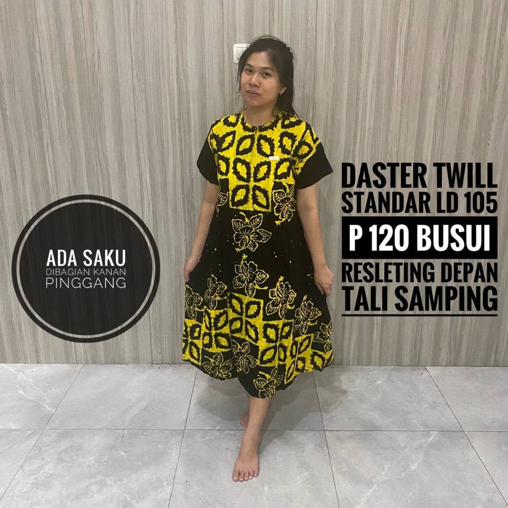 Daster Wanita Panjang Lengan Pendek Motif Batik Abstrak Kekinian Modern Terbaru Tebal Tali Samping K