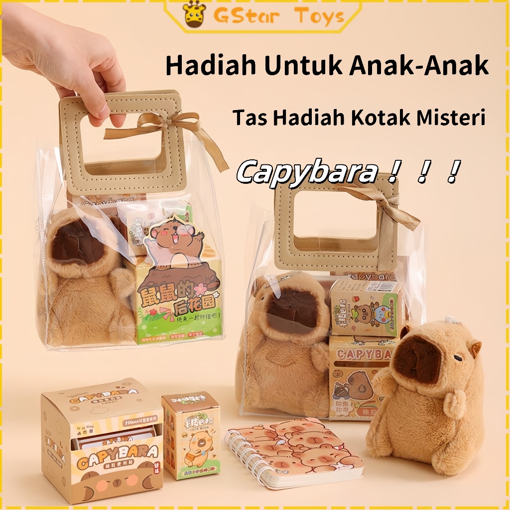 

GStar LOGU Hadiah Imut untuk anak Kantong Souvenir Transparant Plastic Bag Goodie Set Capybara Boneke Tote