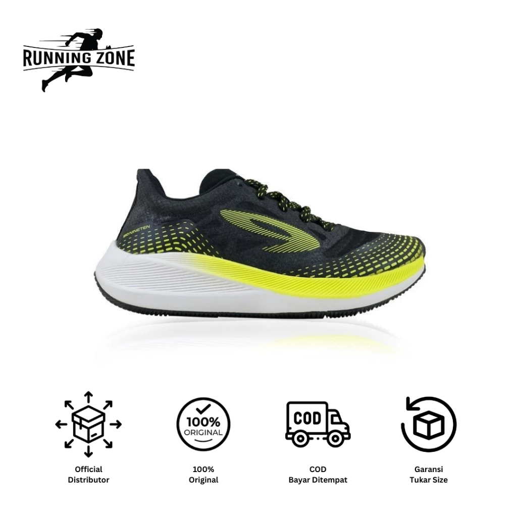 910 Sepatu LarI HAZE 1.5 HITAM/HIJAU-NEON/PUTIH