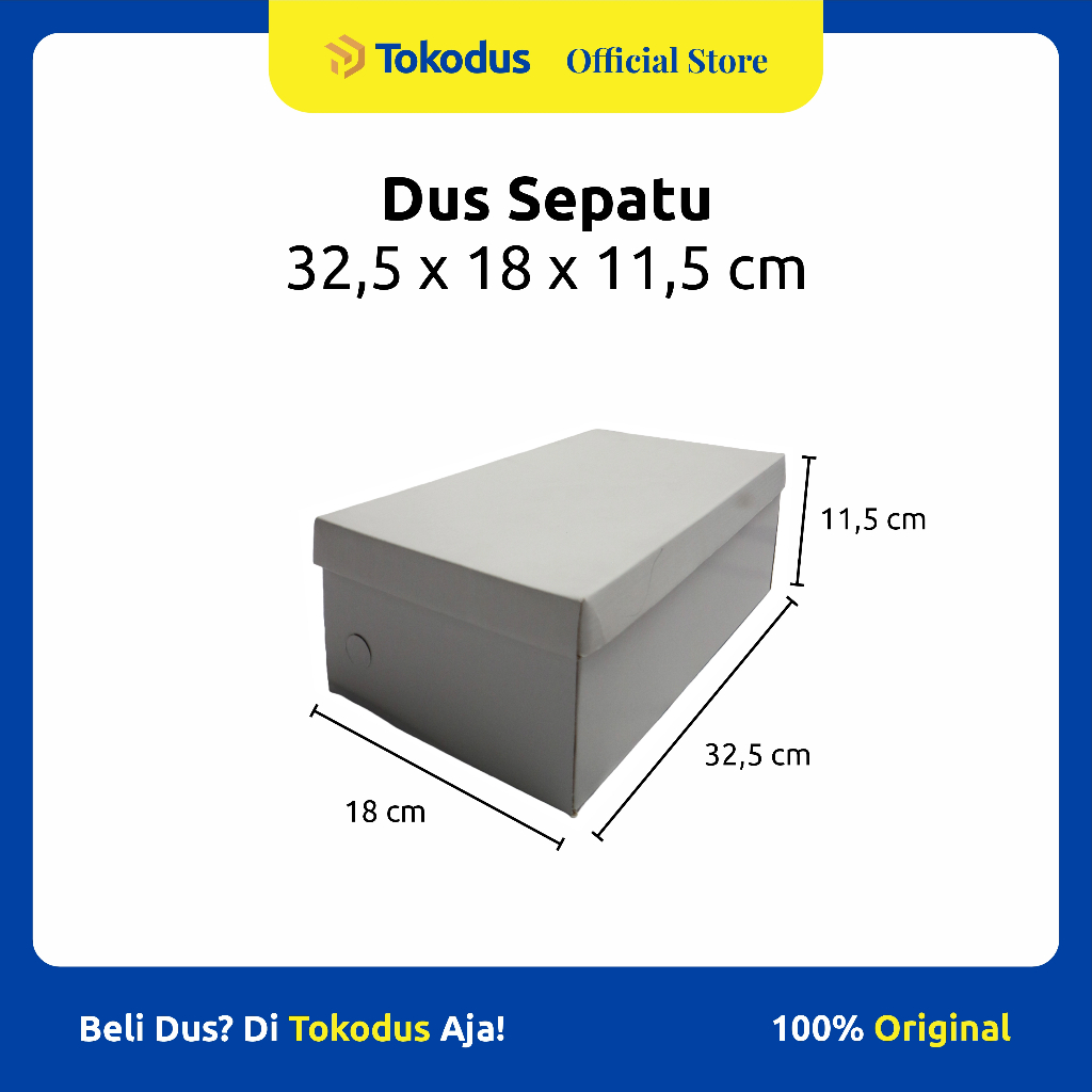 

Dus Sepatu | Kotak Sepatu | Kardus Box Sepatu Putih uk 32,5 x 18 x 11,5 cm - Tokodus Katapang