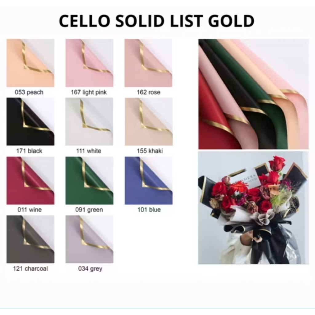 

(PACK) Kertas Buket Cellophane SOLID GOLD FRAME