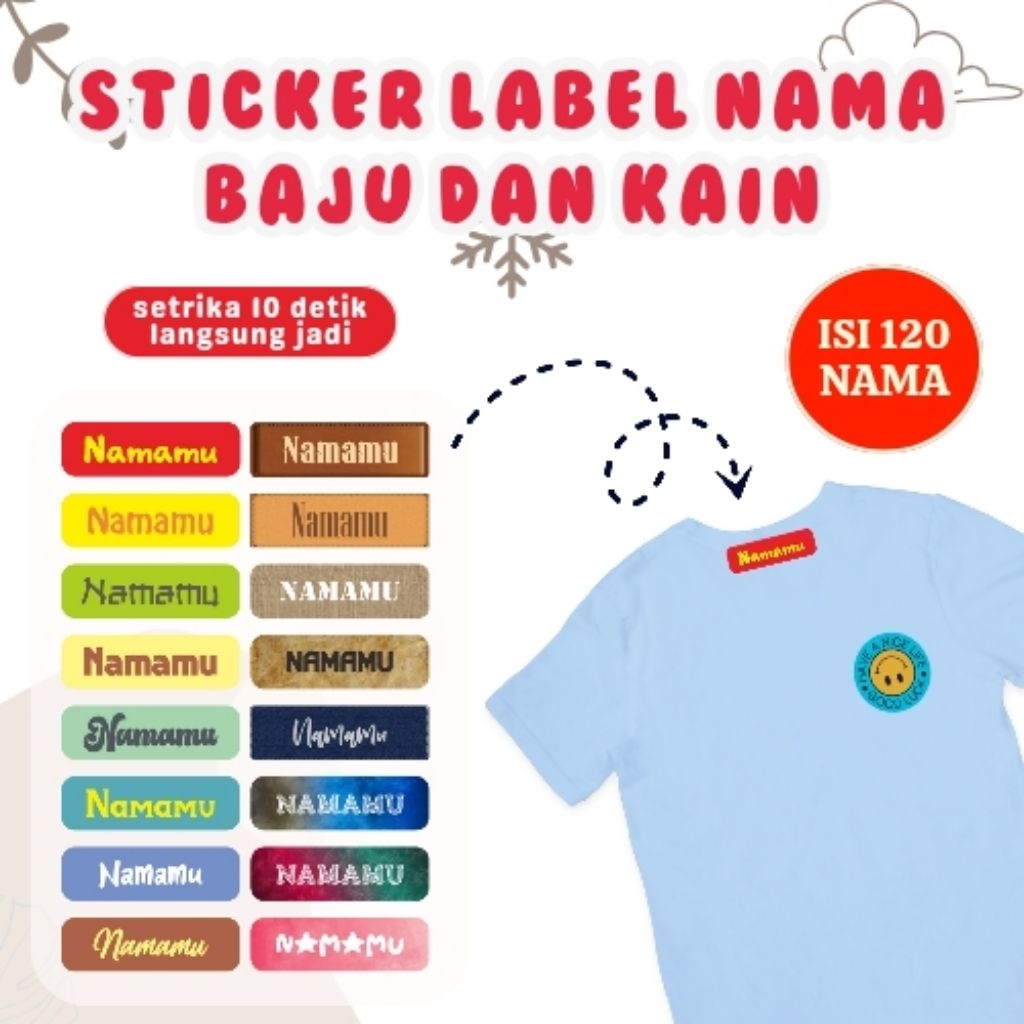 

Sticker Nama Label Printing Isi 75 Pcs Untuk di Kain / Kaos Sablon Setrika Gratis Custom Nama - Label DTF Bisa Ditempel - Isi Lebih Banyak - Varian Huruf Lebih Banyak
