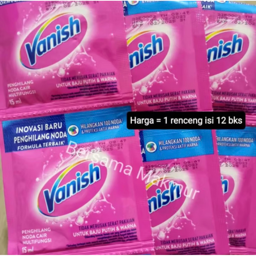 VANISH Penghilang Noda Cair Multifungsi (1 RENCENG = 12 Sachet)