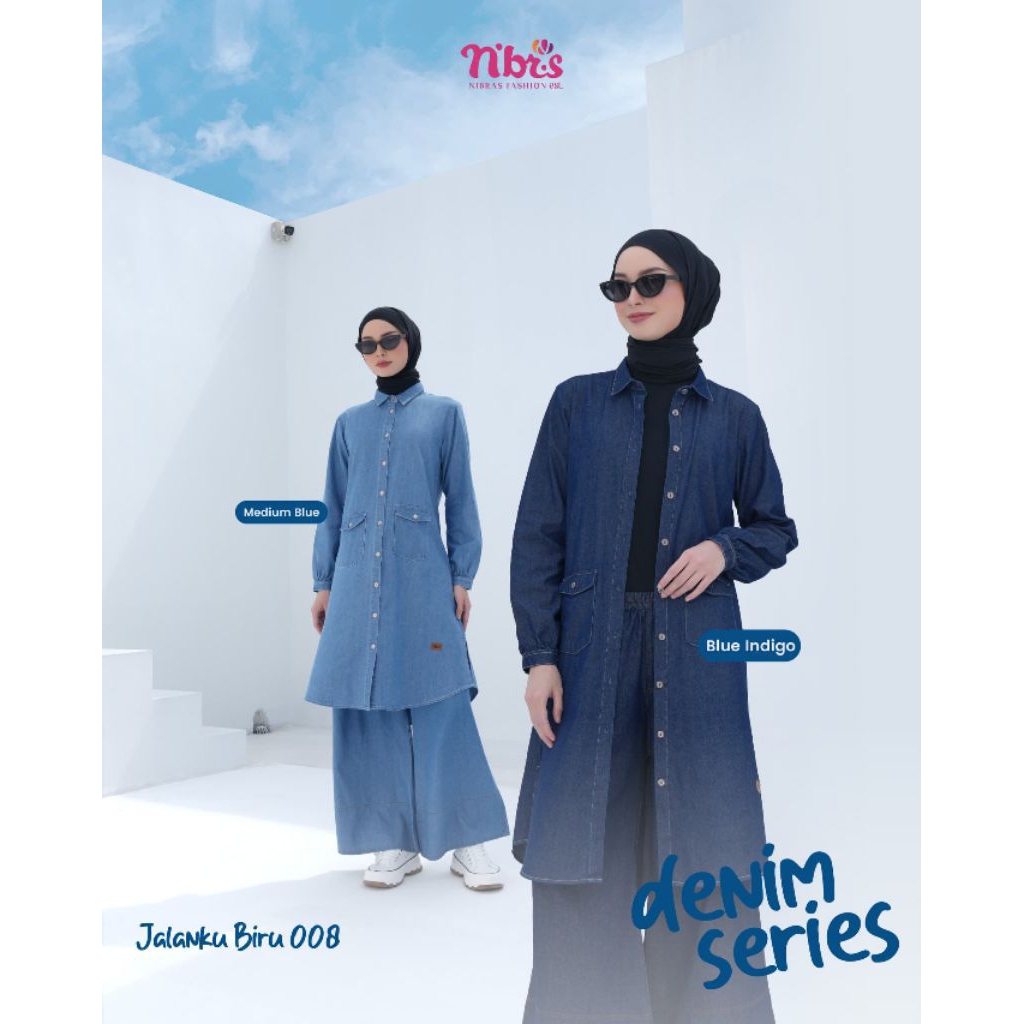 NIBRAS TUNIK JALANKU BIRU 008 NIBRAS HOUSE WINONG