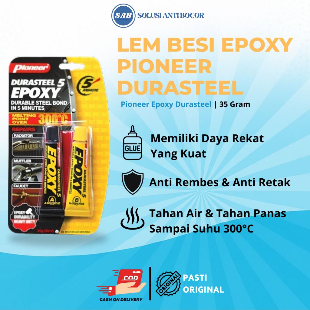 Lem perbaikan mesin / Pioneer Epoxy / Lem Radiator / Tahan Panas 300 C Super Kuat - 35 Gram