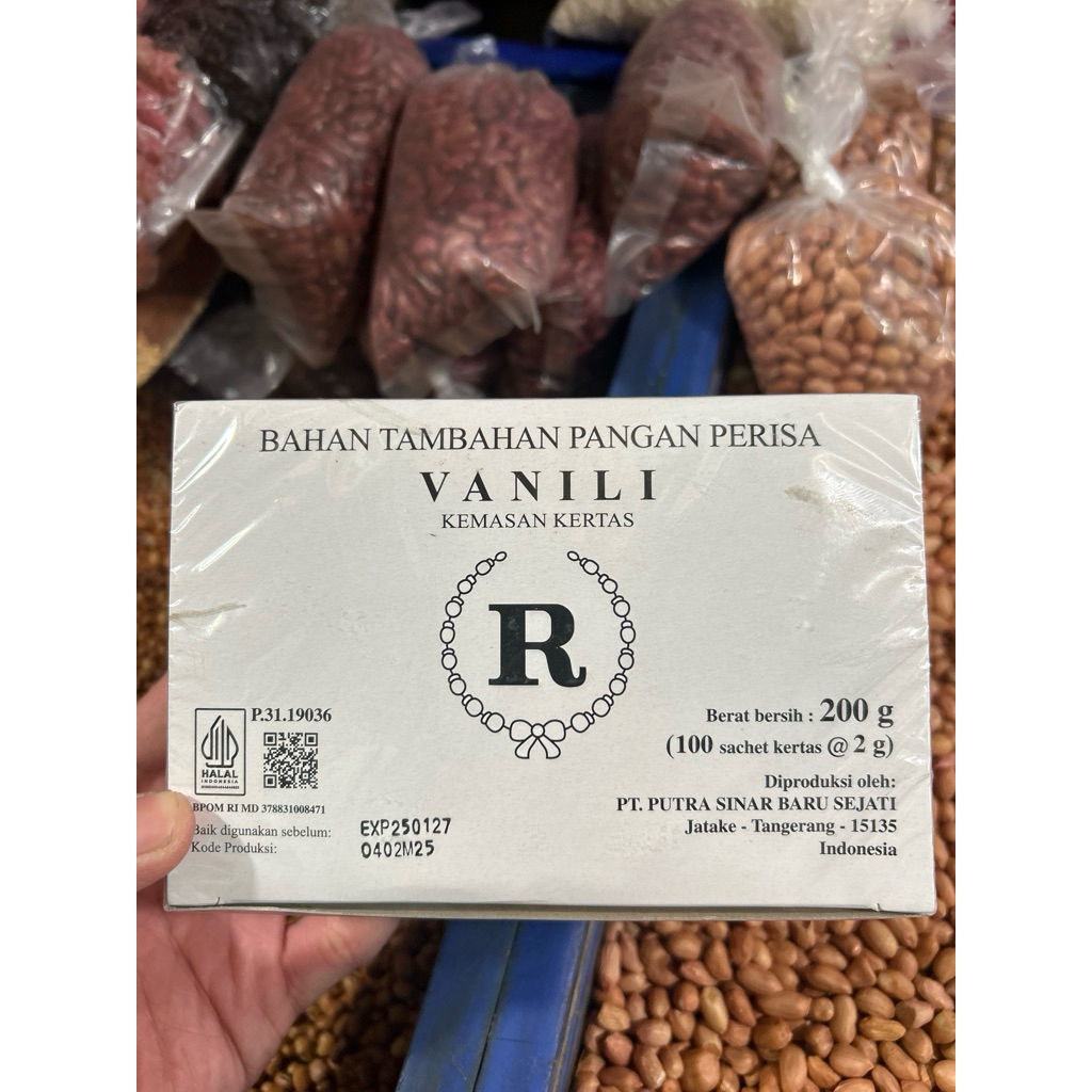 

Merk R Vanili Kemasan Kertas Bahan Tambahan Pangan Perisa 200g (100 sachet kertas @2 g)