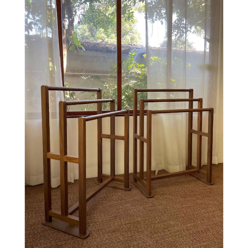 gantungan handuk kayu jati | rak handuk jati estetik | jemuran handuk kayu jati GRADE A