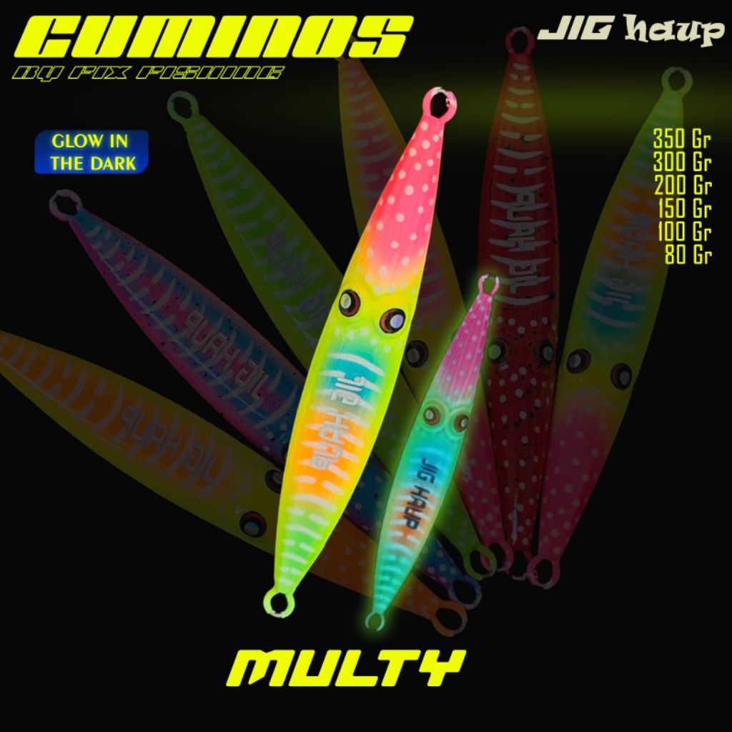 metal jig 350 300 200 150 100 80 gram model cumi full fosfor kualitas premium