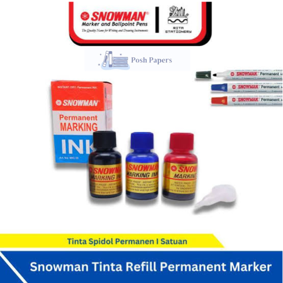 

TINTA REFILL SNOWMAN PERMANEN MIG-20 TINTA PERMANEN HITAM, BIRU, MERAH