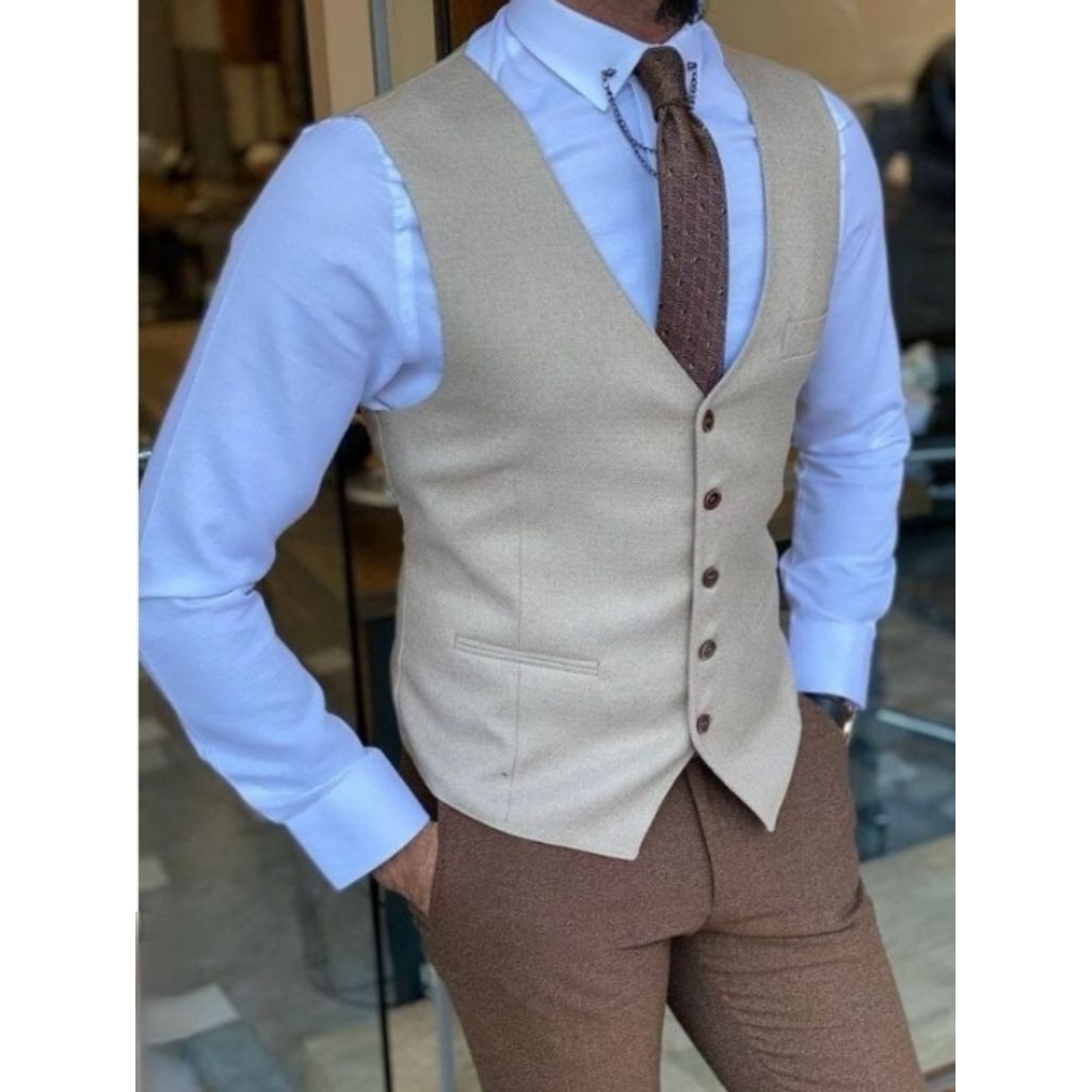 jas rompi blazer cream bahan drill premium