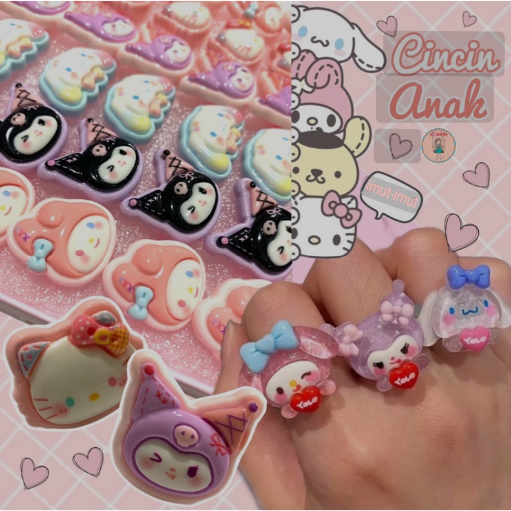 Cincin Box Mini Cicin Plastik Mainan Anak / Cincin Kuromi Anak Perempuan