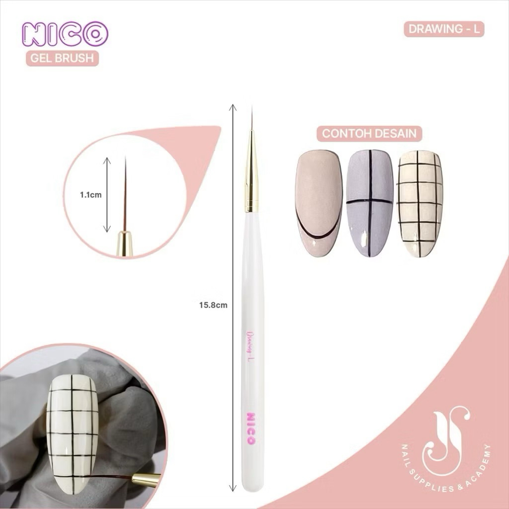 NICO Brush Drawing -L/NICO ORIGINAL/BRUSH ORIGINAL/Aksesories Nail Art/Nail Acc/nail art/brush art
