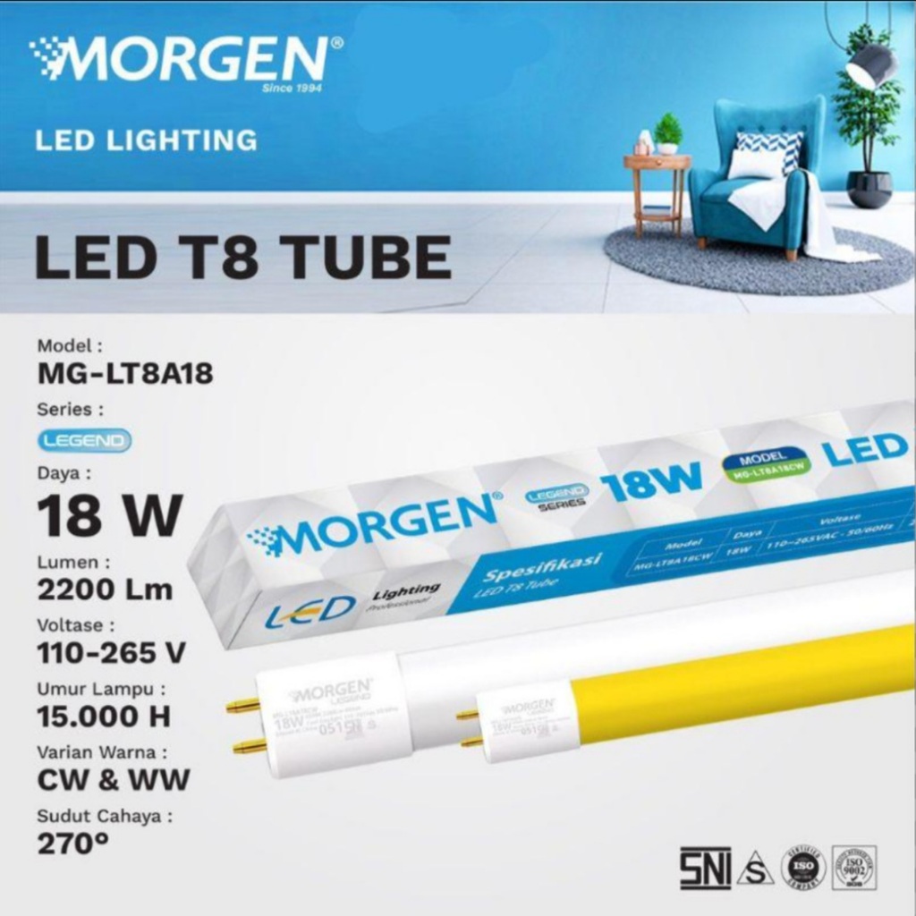 LAMPU T8 18W MORGEN PUTIH