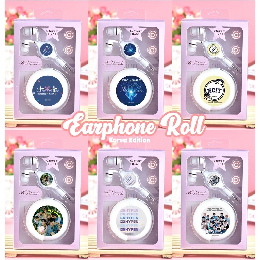 Earphone Roll + Case Kpop Blackpink EXO IVE NCT NewJeans Treasure Astro Ateez Stray Kids Headset Hea