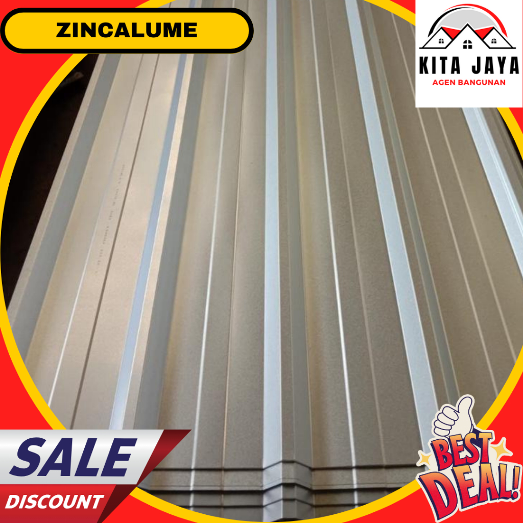 Atap Spandek Galvalum / Zincalume 0.30, 0.35, 0.40, 0.45, Lebar 1 Meter
