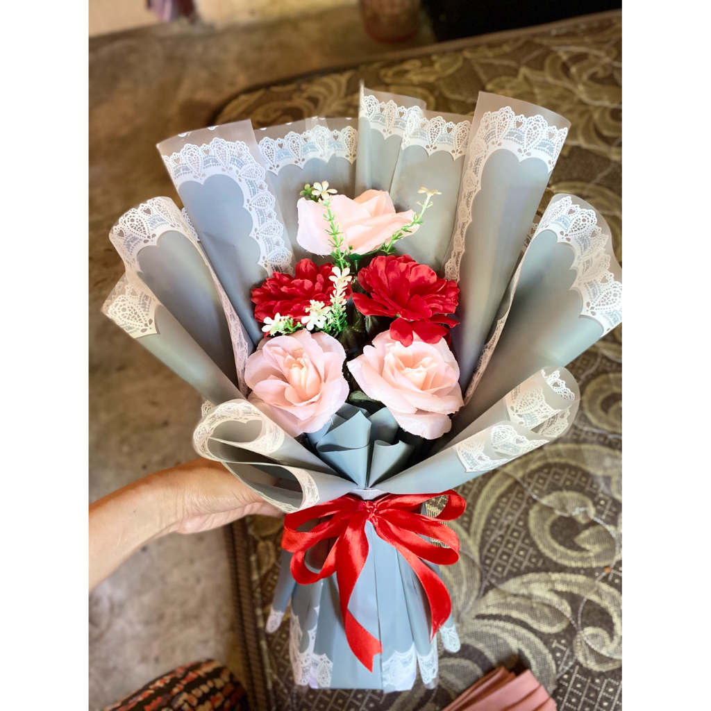 Buket bunga mawar rose buket 5 tangkai
