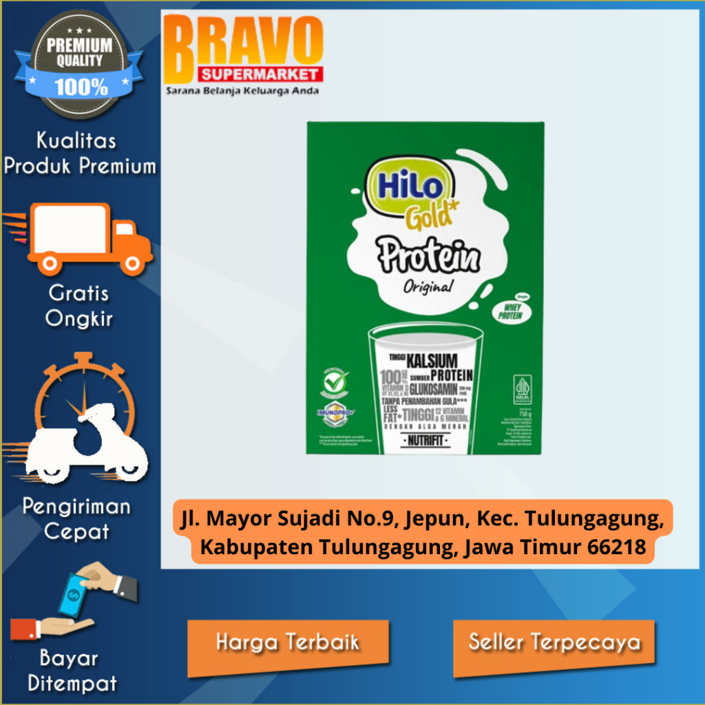 

Bravo Supermarket Tulungagung - HiLo Gold Original 750 gram - Susu Tinggi Kalsium Rendah Lemak