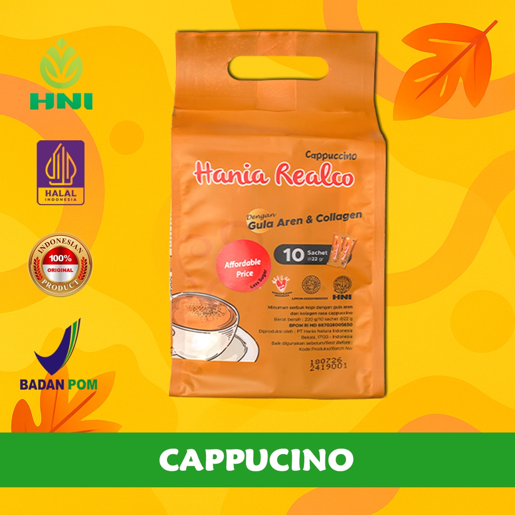 

HANIA REALCO CAPPUCCINO - Kopi Gula Aren + Kolagen 10 Sachet