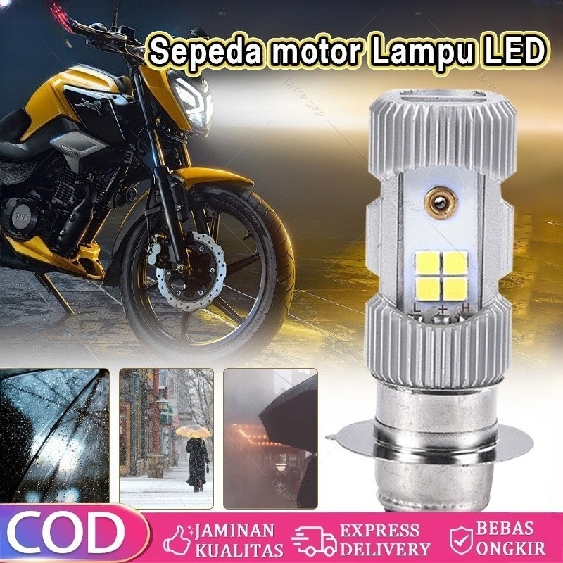 LAMPU LED DEPAN MOTOR PHILIBS M5 LED 2 SISI ORIGINAL 100% MLK  LAMPU LED 2SISI H6 ARUS DC P15D M5 BS