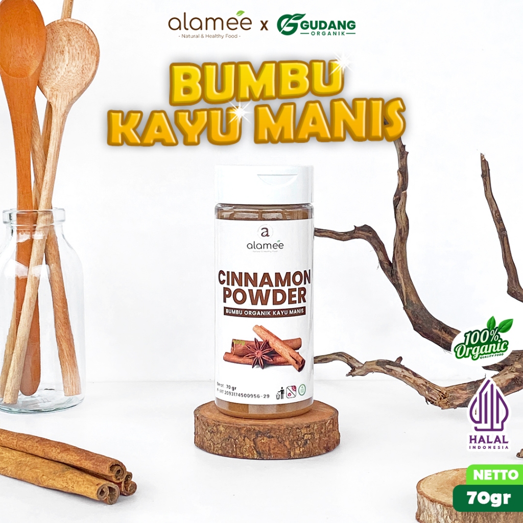 

alamee bumbu organik kayu manis tabur aroma khas dan rempah hangat yang menambah cita rasa makanan