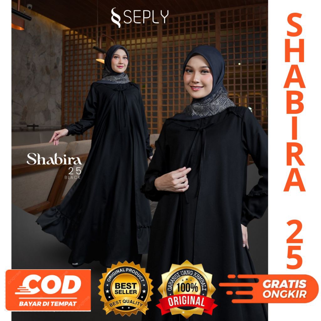 TERBARU BUSANA MUSLIM GAMIS SHABIRA 25 BLACK By SEPLY ORIGlNALL