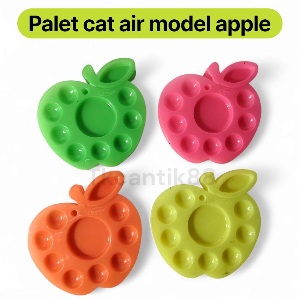 

(1 lusin) Palet Cat Air Model Apel – Piring cat air Warna Ceria & Bentuk Menarik