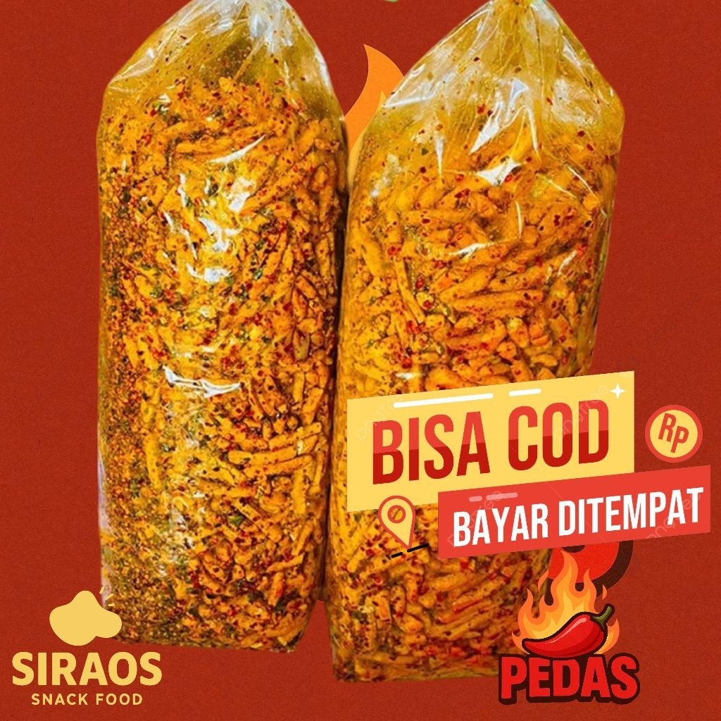

Basreng Pedas Kriuk SIRAOS-Basreng Jumbo 1000 Grm Cemilan Pedas Bumbu Daun Jeruk