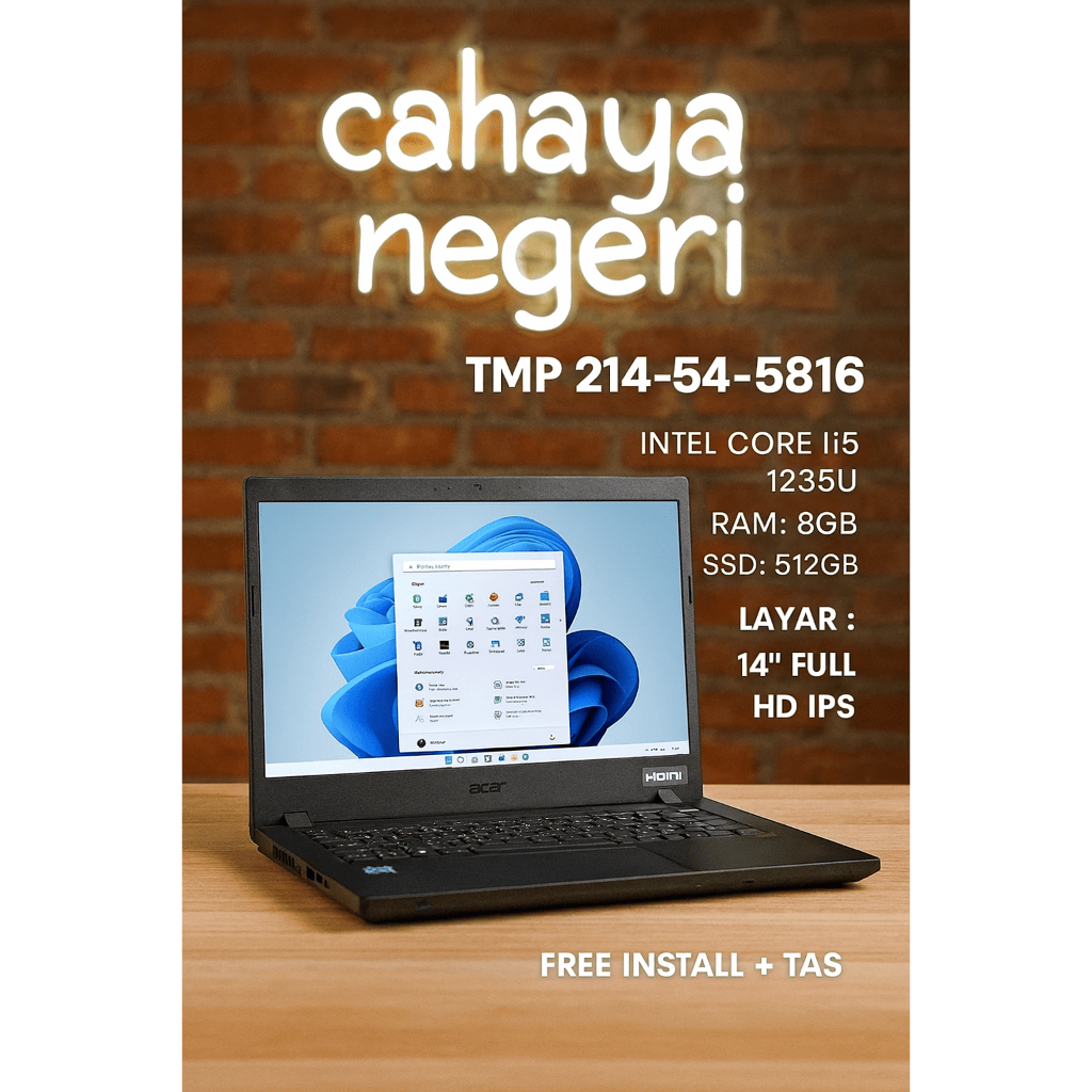 PROMO LAPTOP BARU BUAT COADING, GAMING, PEKERJA KANTOR DAN DESAIN Acer TravelMate P2 TMP214-54-5816 