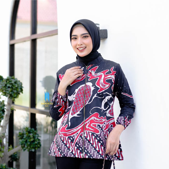 Blouse Batik Wanita Premium Solo Bahan Katun BMW09 Keren/ ORIGINAL BATIK MAKARYO