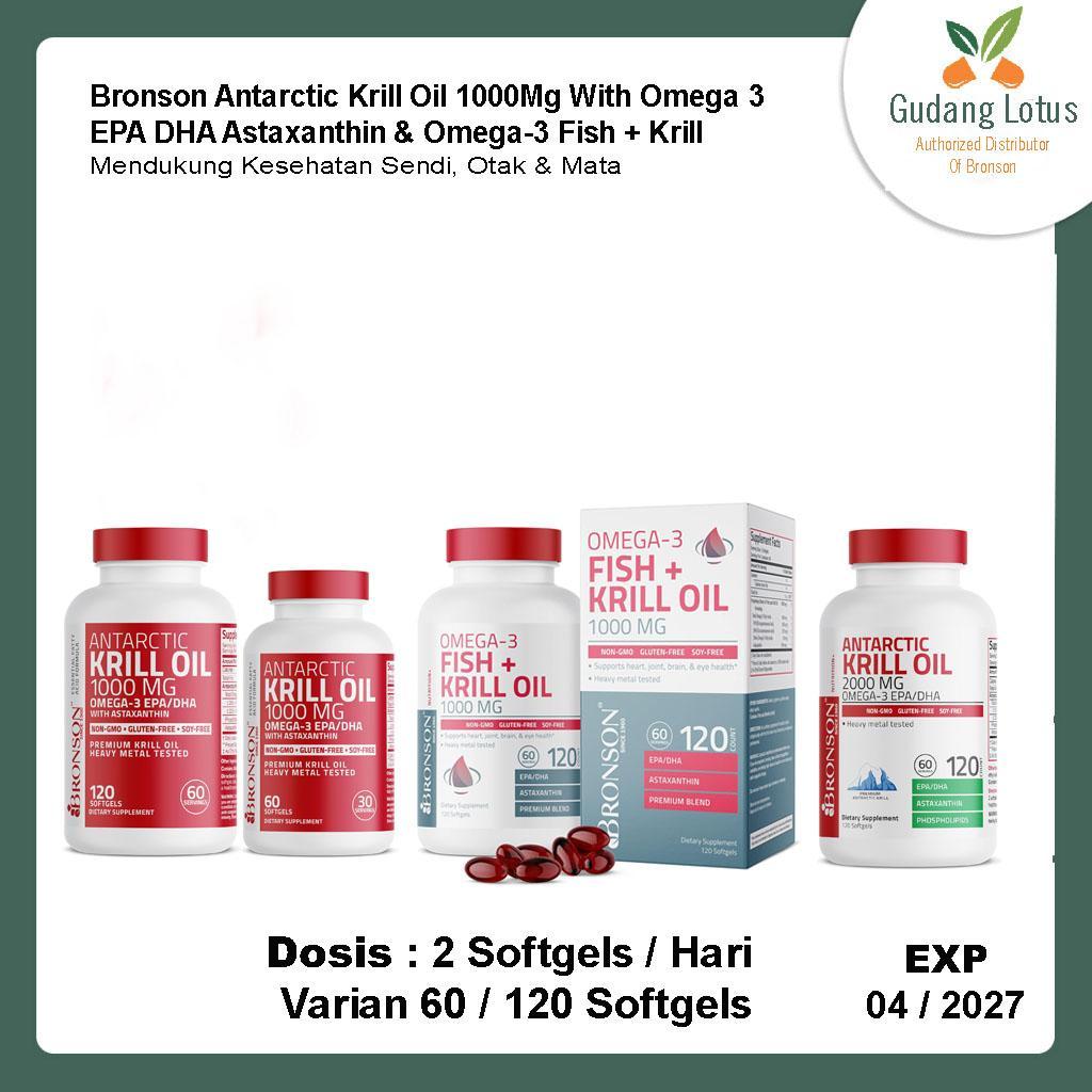 Bronson Antarctic Krill Oil 1000Mg With Omega 3 EPA DHA Astaxanthin OR Omega-3 Fish + Krill