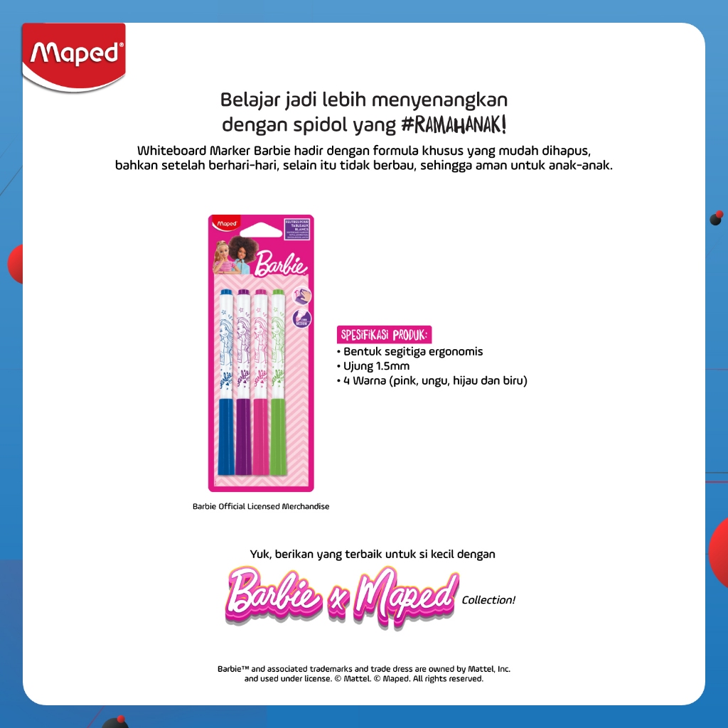 

Maped Set Spidol Papan Tulis 4 Warna Tema Barbie