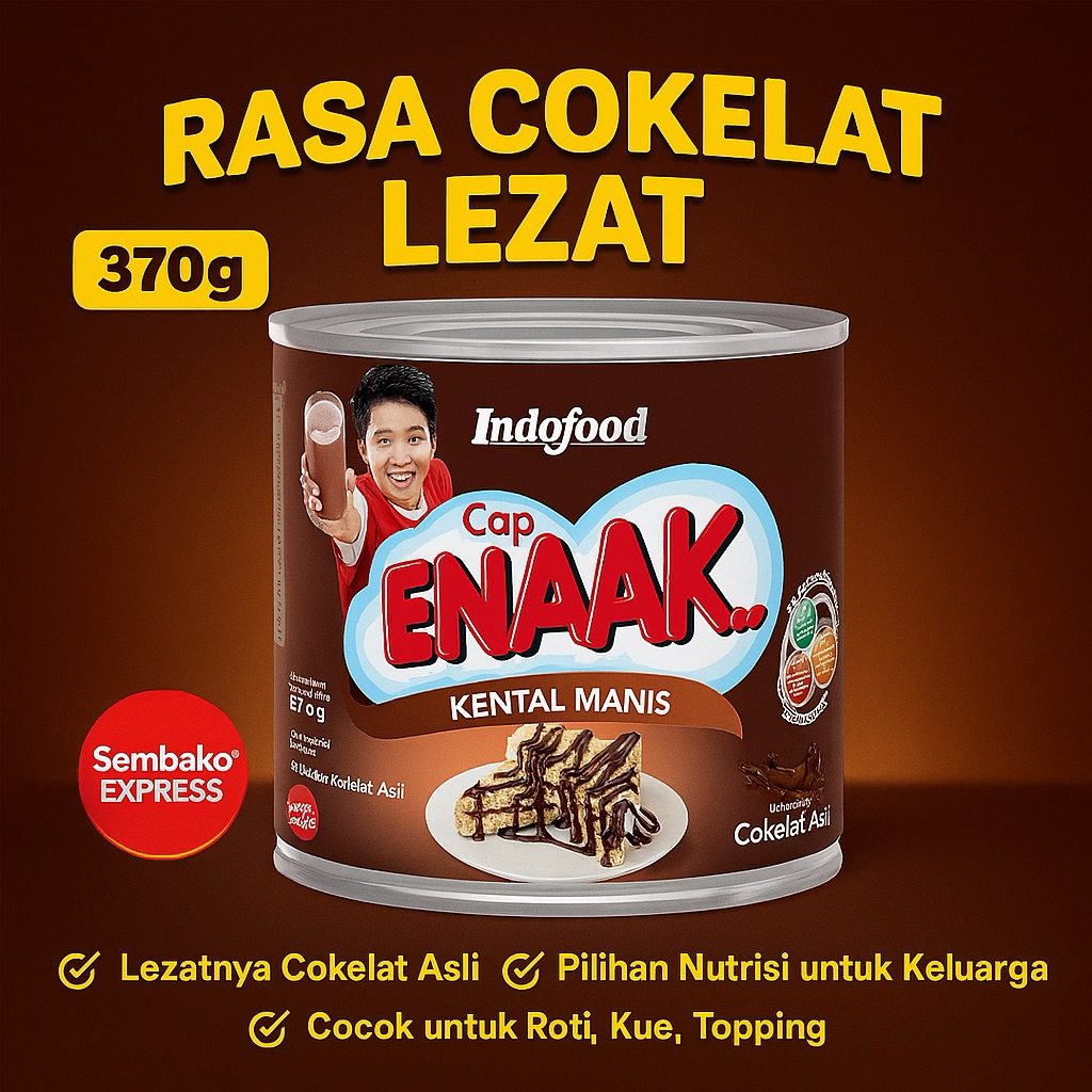 

Cap Enaak Cokelat Susu Kental Manis 370g - Rasa Cokelat Asli Lezat & Creamy