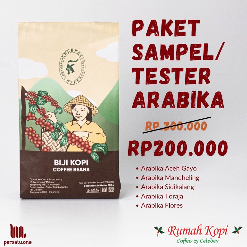 

[CELEBES COFFEE] Paket Sampel / Tester Kopi Arabika untuk kafe 100 g