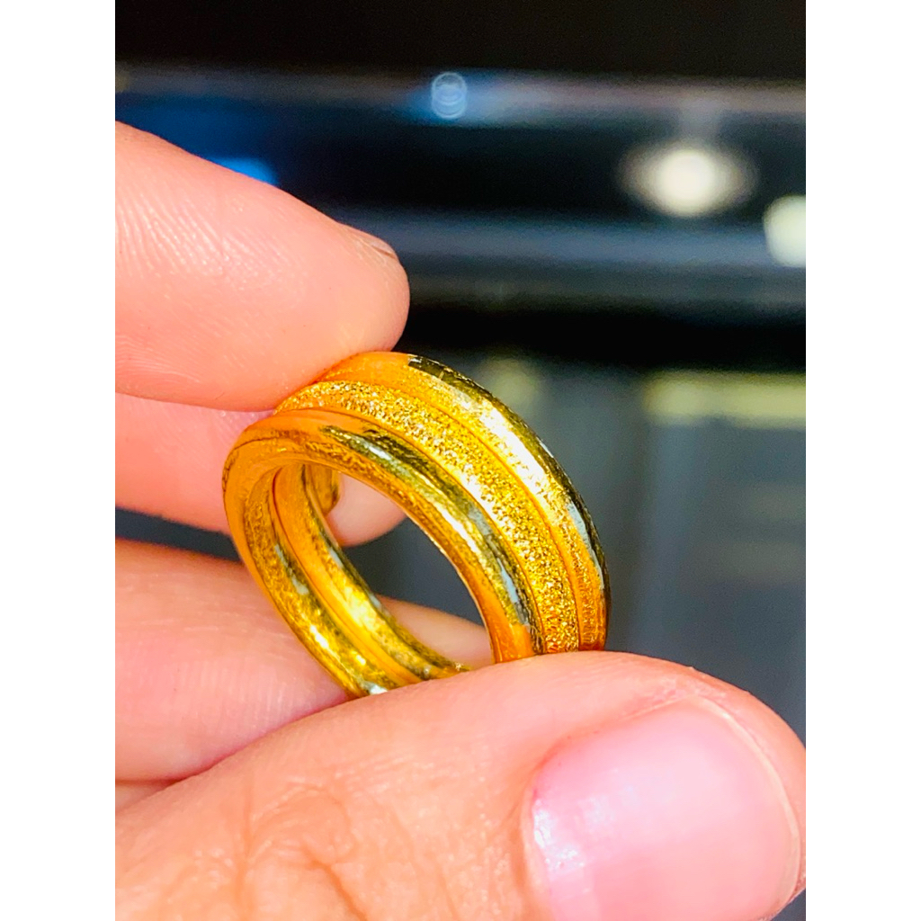 Cincin Emas Asli London 99% Berat 15gram-Untuk Wanita Model Cincin selisih 3 Pasir -Lm99%-Model Simp