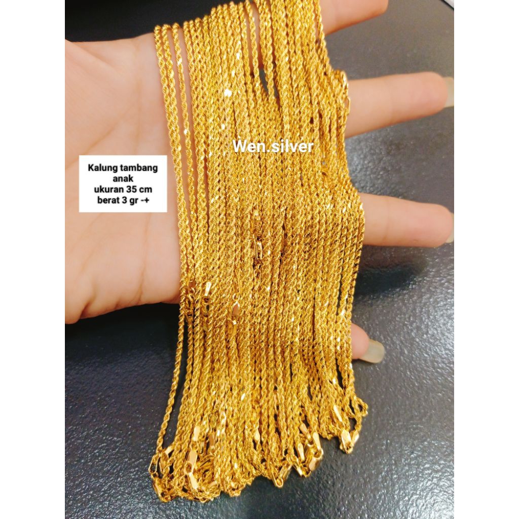 KALUNG TAMBANG ANAK PERAK 925 ASLI LAPIS MAS