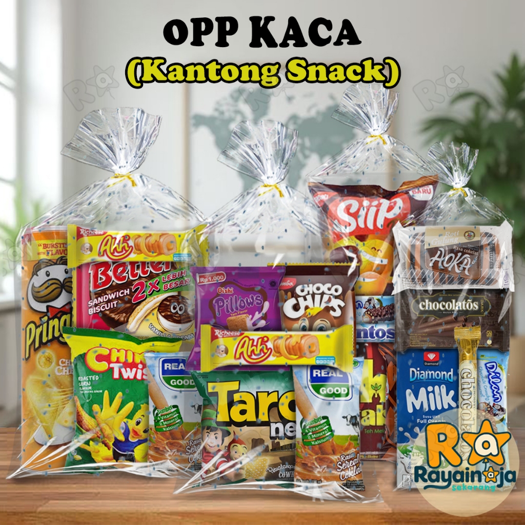Rayain Aja - Plastik OPP Kaca / Plastik Souvenir/ Isi 10 mix motif dan Warna / Plastik Transparan / 