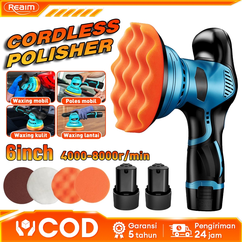 Reaim 6Inch Alat Poles Mobil cordless 8000rpm alat poles mini body portable Kualitas tinggi Mesin Po