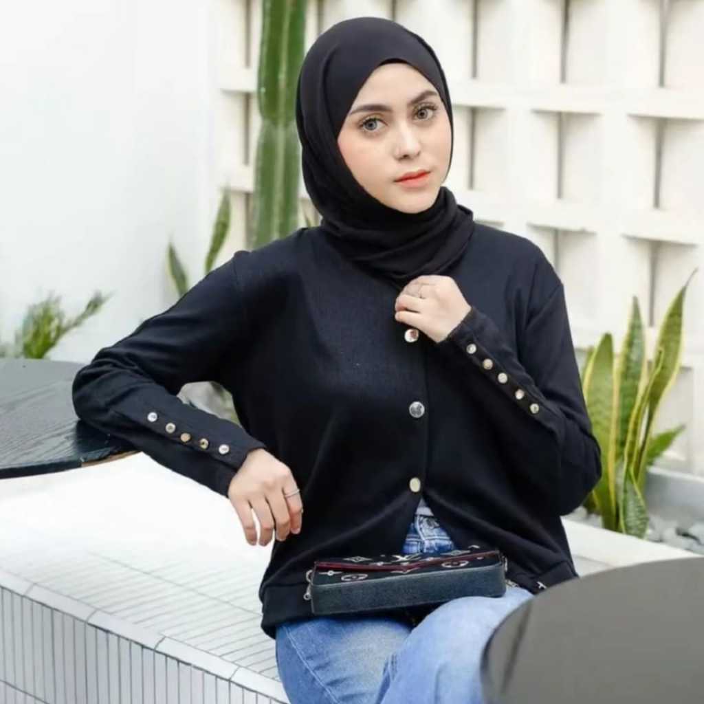 RARA CARDY BUTTON XXL ATASAN WANITA JUMBO CARDIGAN RAJUT POLOS LENGAN PANJANG KANCING KOREAN STYLE