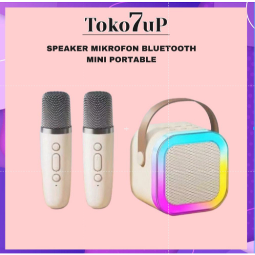 SPEAKER KARAOKE 1 MIKROFON BLUETOOTH MINI PORTABEL / EFEK PENGUBAH SUARA DAN LAMPU LED CUTE